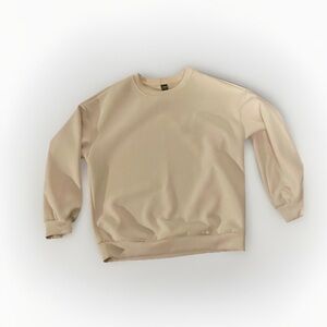 Cream Casual Crewneck Sweatshirt
